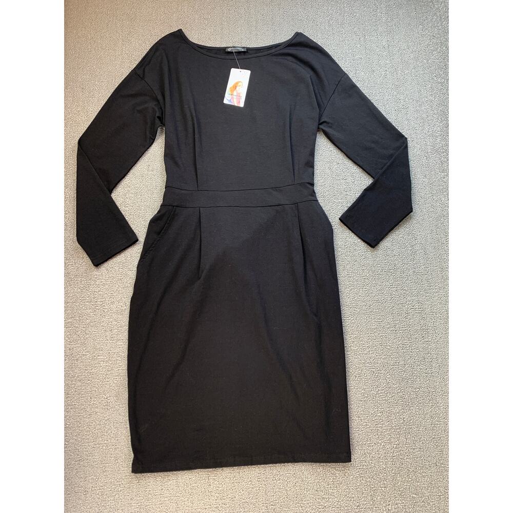 NWT Pretty Garden Dress Long Sleeve Mini Black‎ Tie Size XL